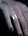 Hebrew Letter GIMMEL Signet Ring  טבעת חותם האות גימ"ל
