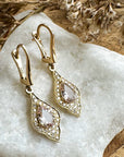 Pink Morganite and Lab Grown Diamond Earrings