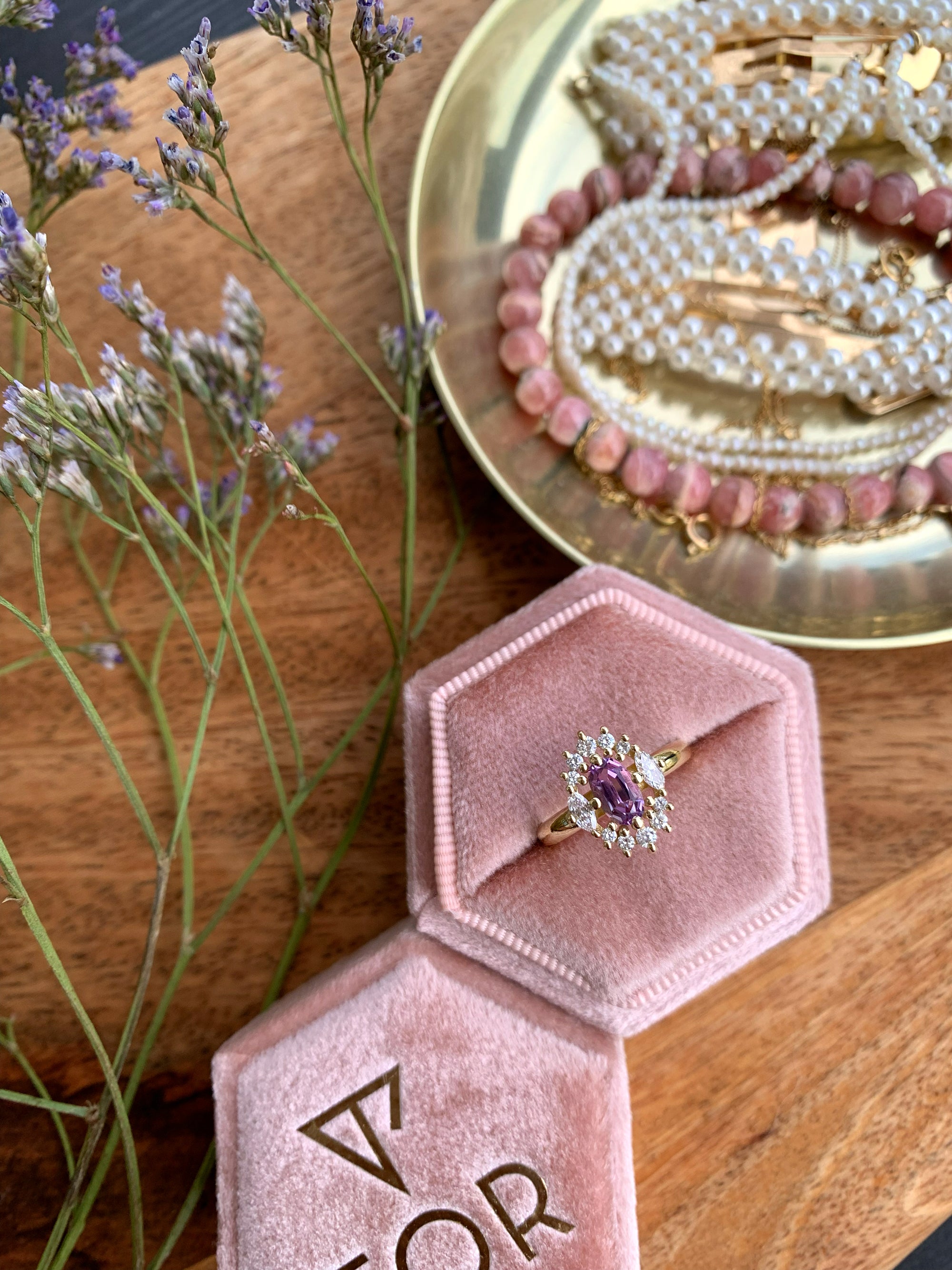 Purple Haze Diamond Ring with an Oval Cut Amethyst