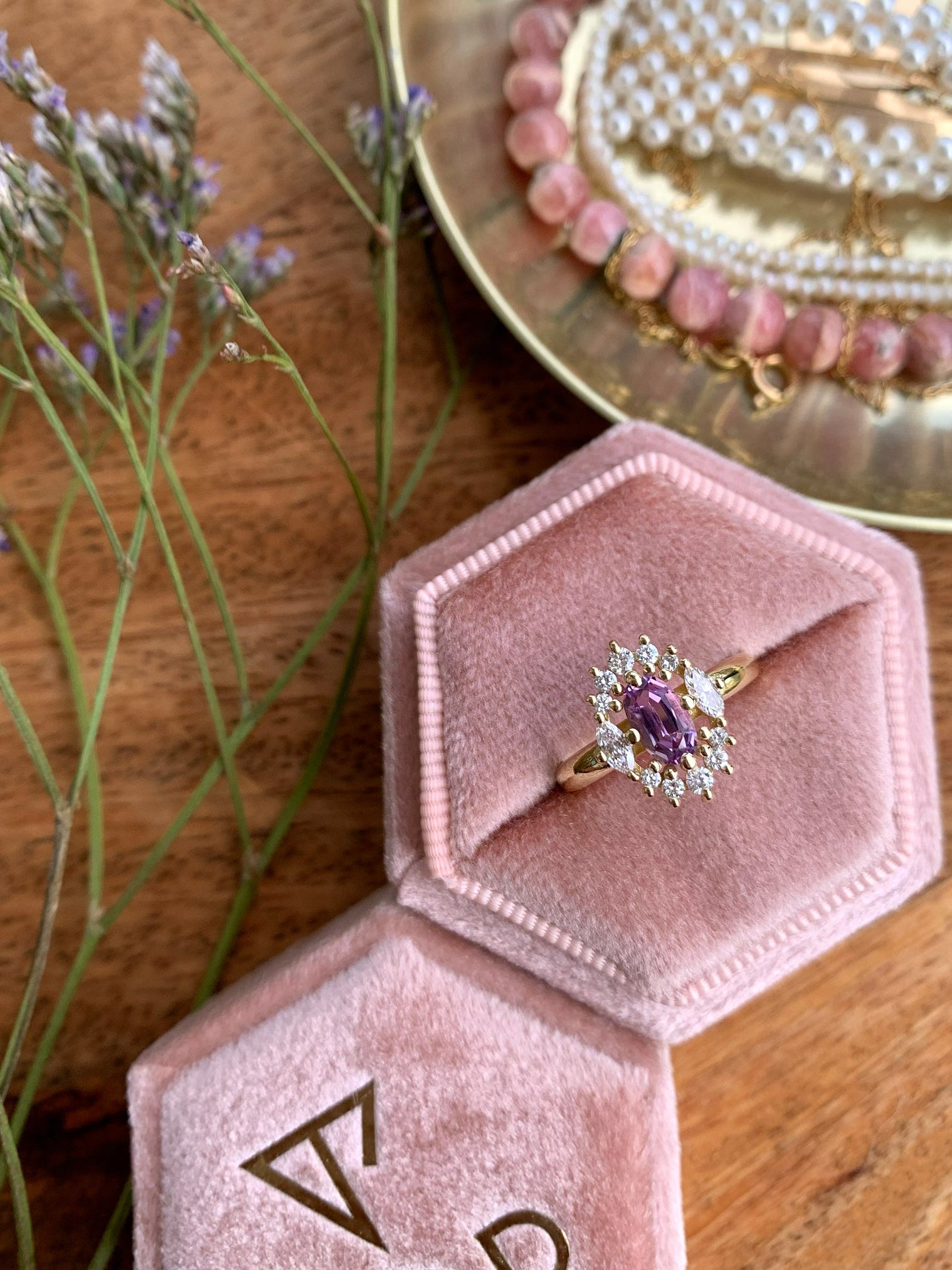 Purple Haze Diamond Ring with an Oval Cut Amethyst