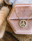 Peace Sign Delicate Diamond Necklace