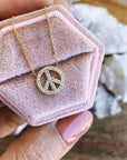 Peace Sign Delicate Diamond Necklace