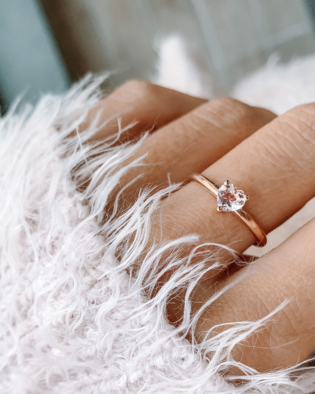 Pink Heart Cut Morganite Ring