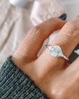 Niva Engagement Ring with Lab Grown Oval Cut and Triangle Cut Diamonds