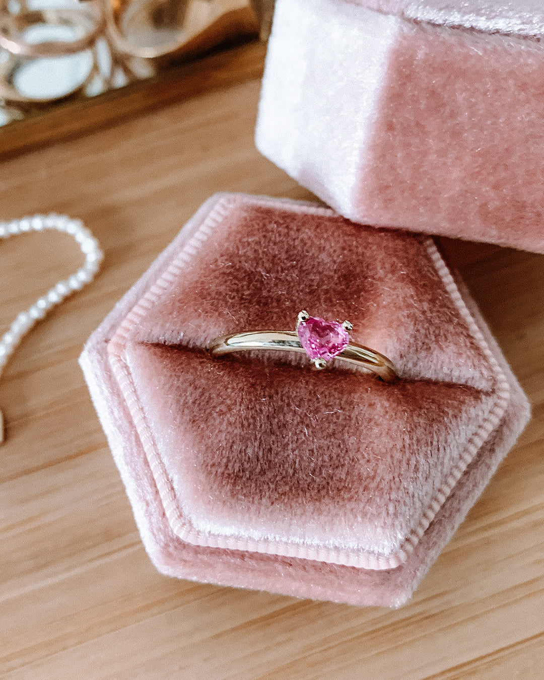 Pink Heart Cut Sapphire Ring